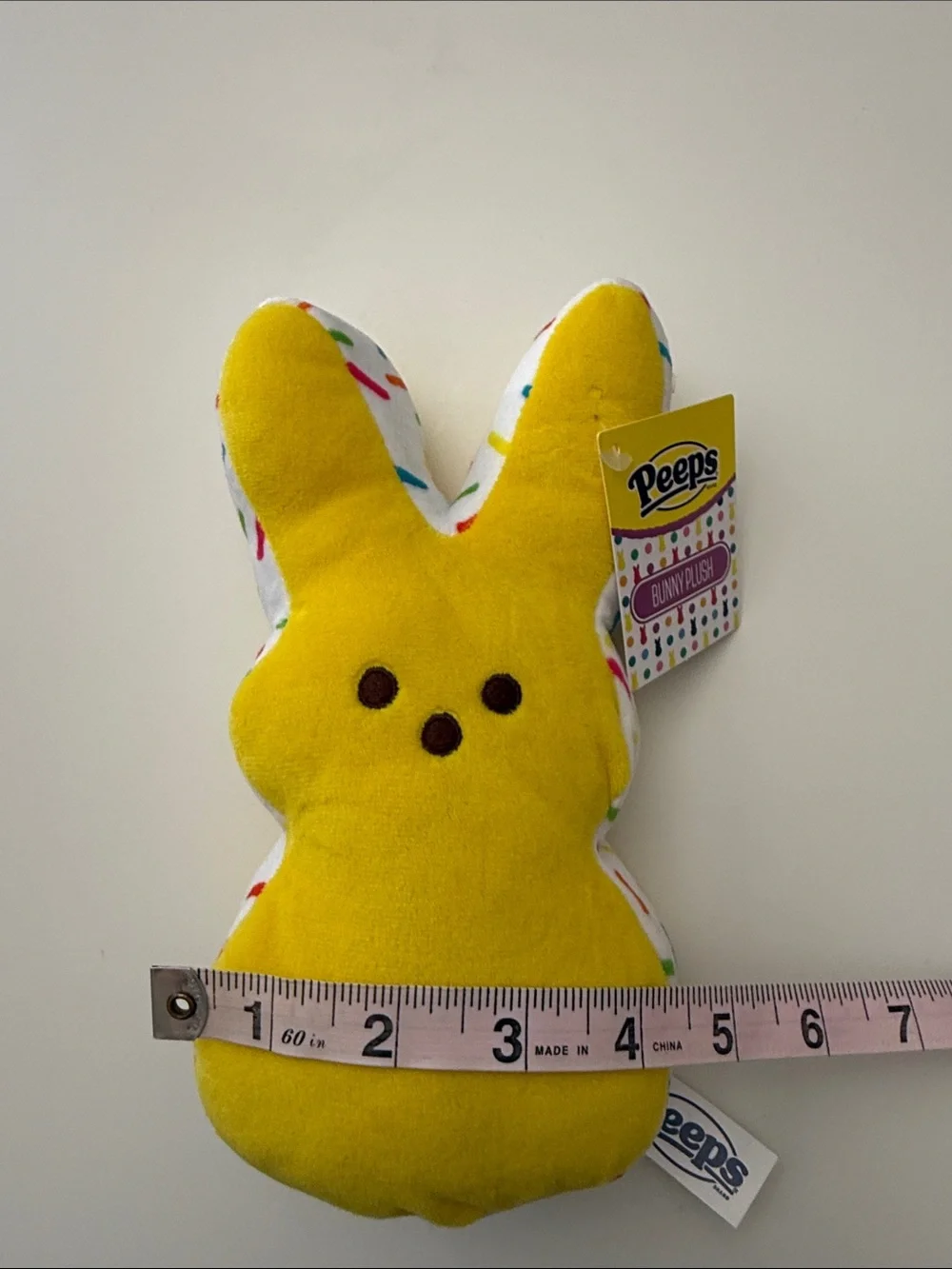 Peeps 8 Inch Yellow with Confetti Pattern on Sides/Top/Bottom Bunny Plushie